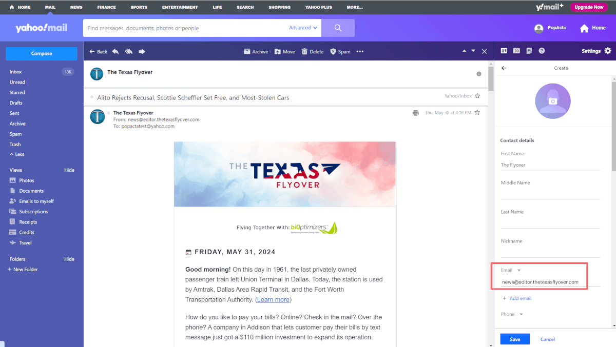 Yahoo! Mail Whitelisting Guide - The Texas Flyover